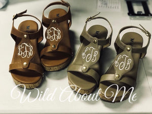 Monogramed Personalized Wedge Sandal Heels