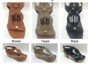 Monogramed Personalized Wedge Sandal Heels