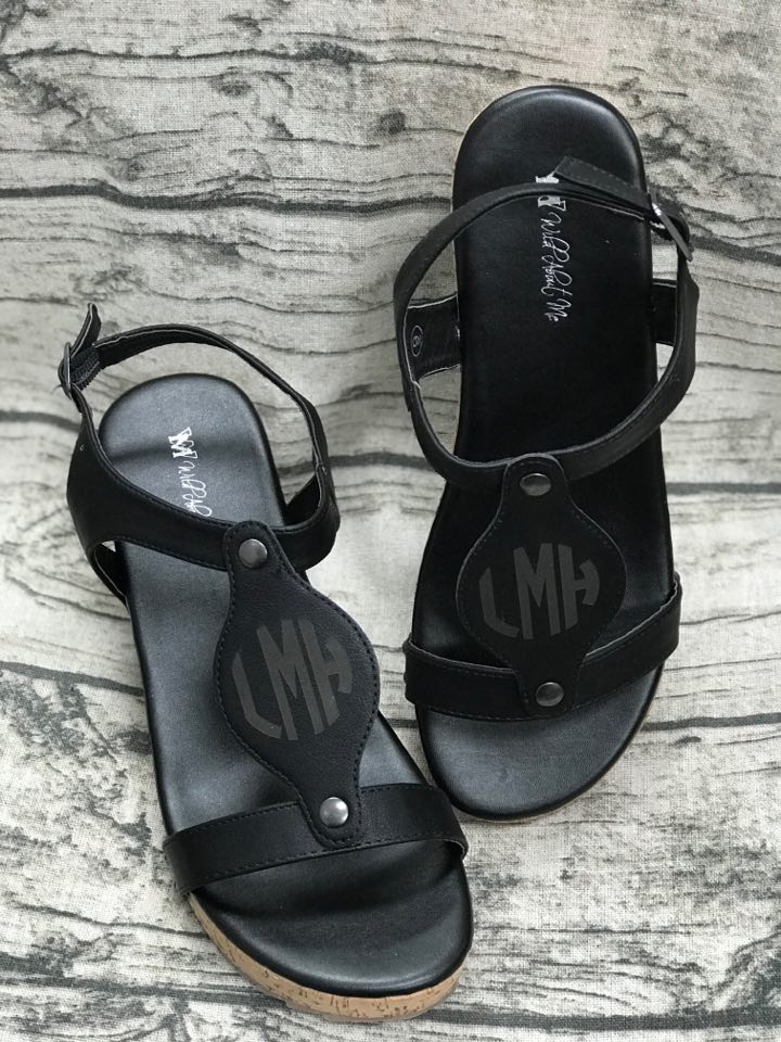 Monogramed Personalized Wedge Sandal Heels