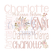 Load image into Gallery viewer, Personalized Baby Girl Monogrammed Name Floral Wreath CHARLOTTE
