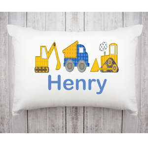 Personalized Pillowcase Construction Trucks