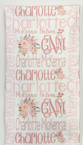 Personalized Baby Girl Monogrammed Name Floral Wreath CHARLOTTE