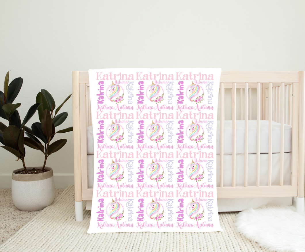 Personalized Name Unicorn Blanket KATRINA