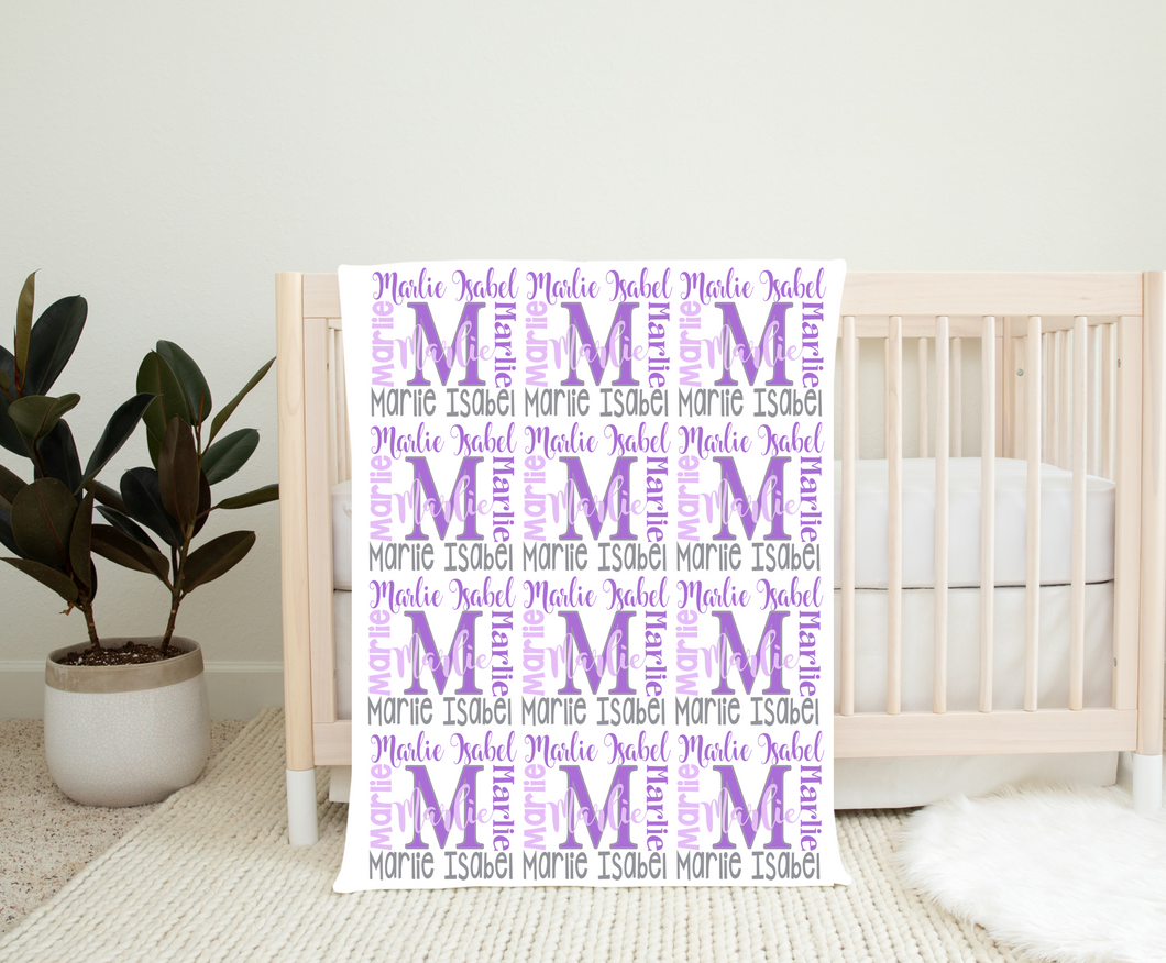 Personalized Name Blanket Center Letter MARLIE