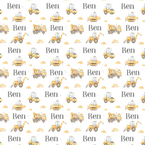 Personalized Name Blanket Construction Trucks BEN