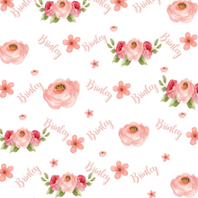 Load image into Gallery viewer, Personalized Name Coral Floral Blanket BRINLEY
