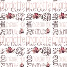 Load image into Gallery viewer, Personalized Name Monogram Girl Blanket Mauve Pink Floral Blanket CHARLOTTE
