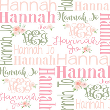 Load image into Gallery viewer, Personalized Name Blanket Girl Pink Coral Green Floral HANNAH
