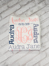 Load image into Gallery viewer, Personalized Monogrammed Baby Girl Name Blanket
