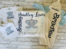 Load image into Gallery viewer, Baby Boy Coming Home Outfit ~ Baby Layette set- Elephant
