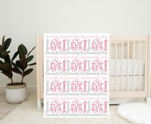 Load image into Gallery viewer, Personalized Name Monogram Blanket Girl ~ You pick your colors
