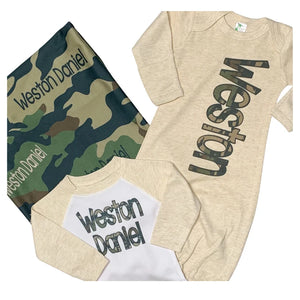 Newborn Coming Home Layette Set-Camo-Weston Daniel